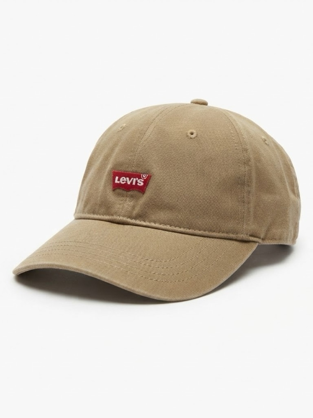 Levi Strauss & Co. Cotton Baseball Cap Khaki Olive Red Batwing Logo Hat